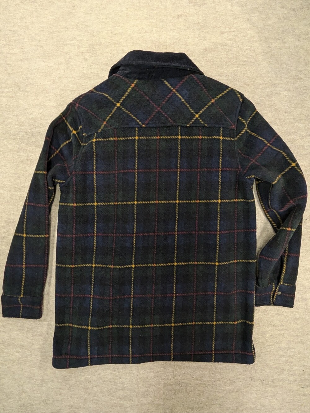 Ralph Lauren Women's Fleece Jacket Corduroy Collar Plaid Blue Green Winter M - Picture 3 of 10